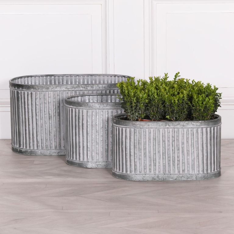 Metal Planter - Ribbed - Small