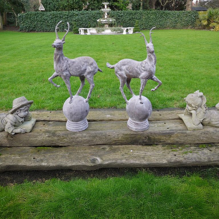 Rustic Grey Pair of Stags - Resin