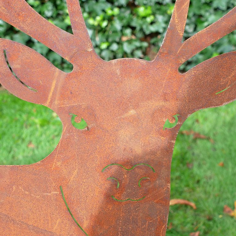 Rustic Metal Outdoor Stag - Set of 2
