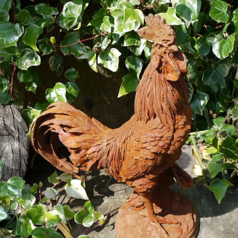 Rusty Garden Statue - Large Cockerel