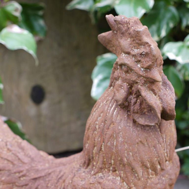 Rusty Garden Statue - Small Cockerel