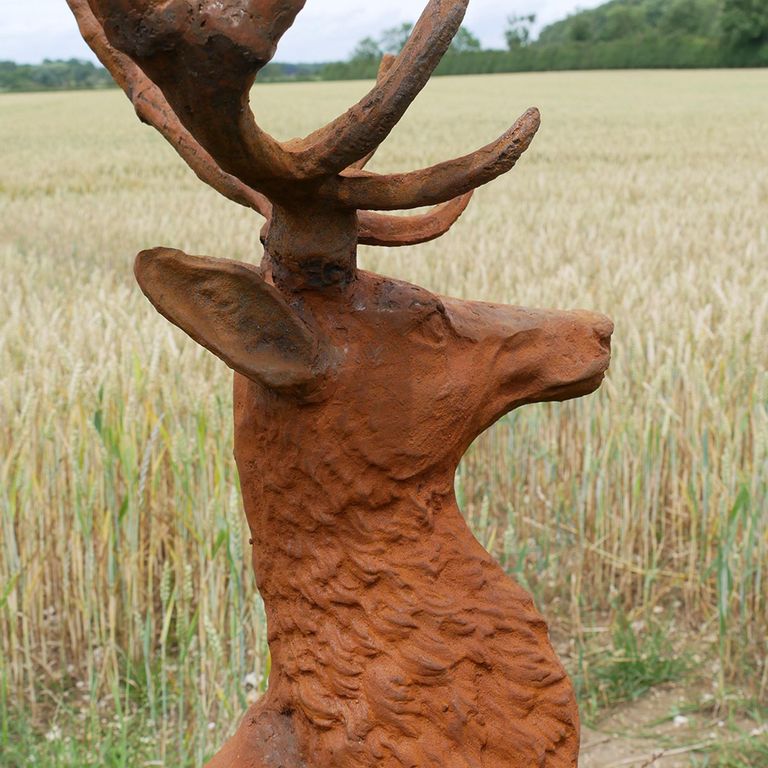 Rusty Stag Statue - Outdoor - Set of 2 - Metal
