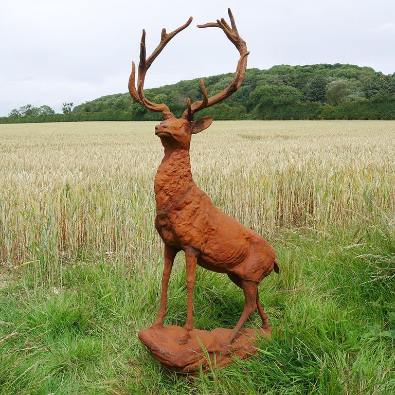 Rusty Stag Statue - Outdoor - Set of 2 - Metal