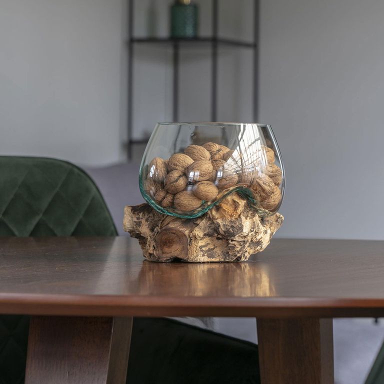 San Marino Small Waterdrop - Teak Wood & Glass