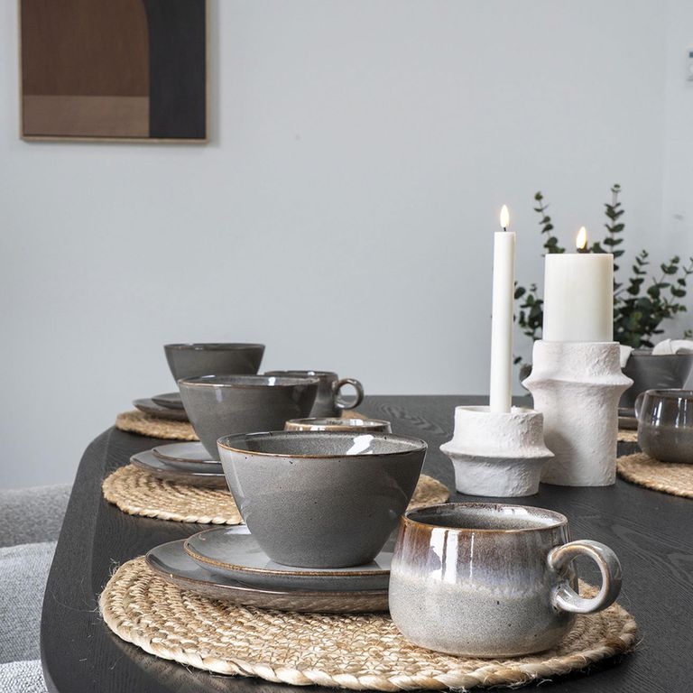 Selma Round Bowl - Ceramic - Grey