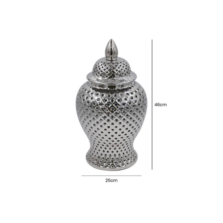 Ginger Jar - Silver Ceramic