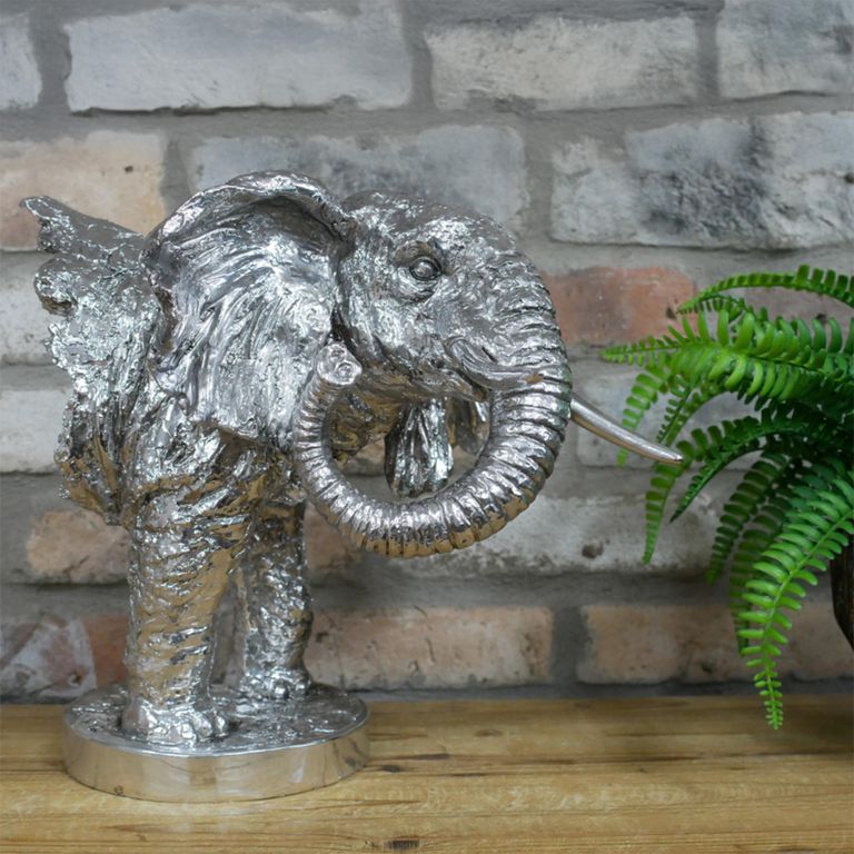 Silver Elephant Statue - Set of 2