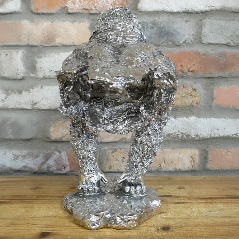 Silver Gorilla Statue - Set of 2