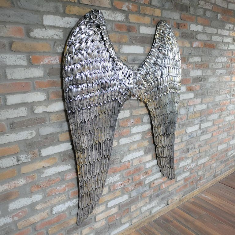 Silver Metal Giant Angel Wings