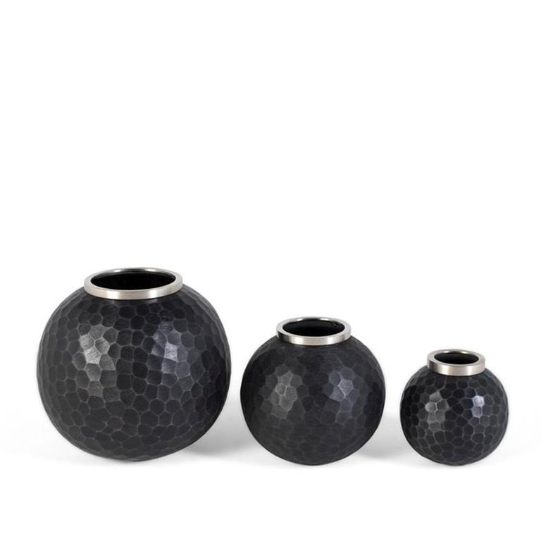 Sloane Vase - Dark Grey - Round - Set of 3 - Metal