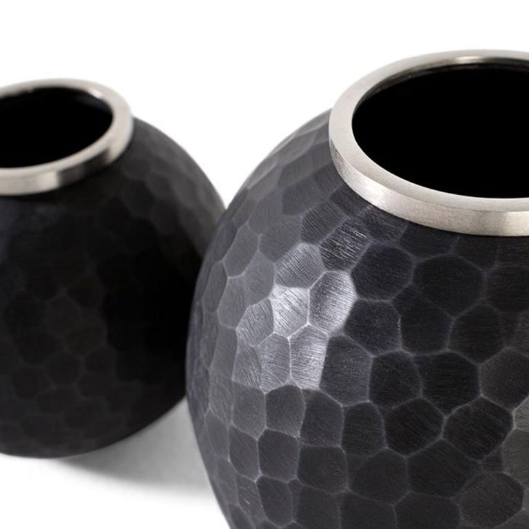 Sloane Vase - Dark Grey - Round - Set of 3 - Metal