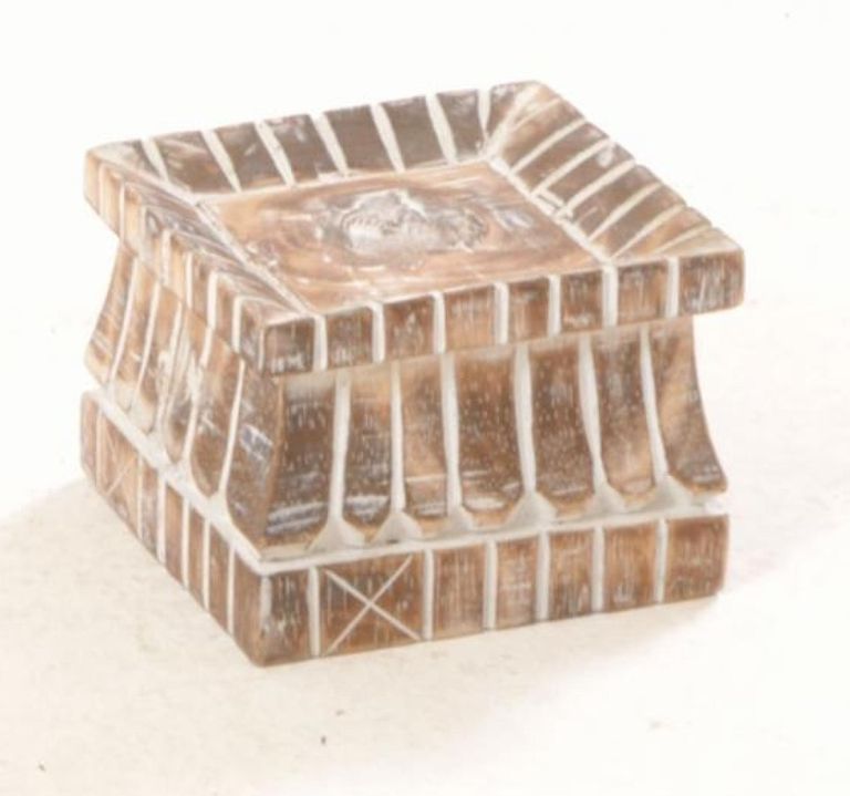 Square Carved Wooden Candle Stand