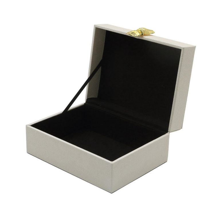 Jewellery Box - White Faux Leather - Set of 2