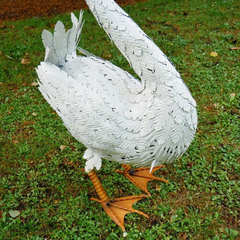 Large Swan Statue - White Metal - Resin