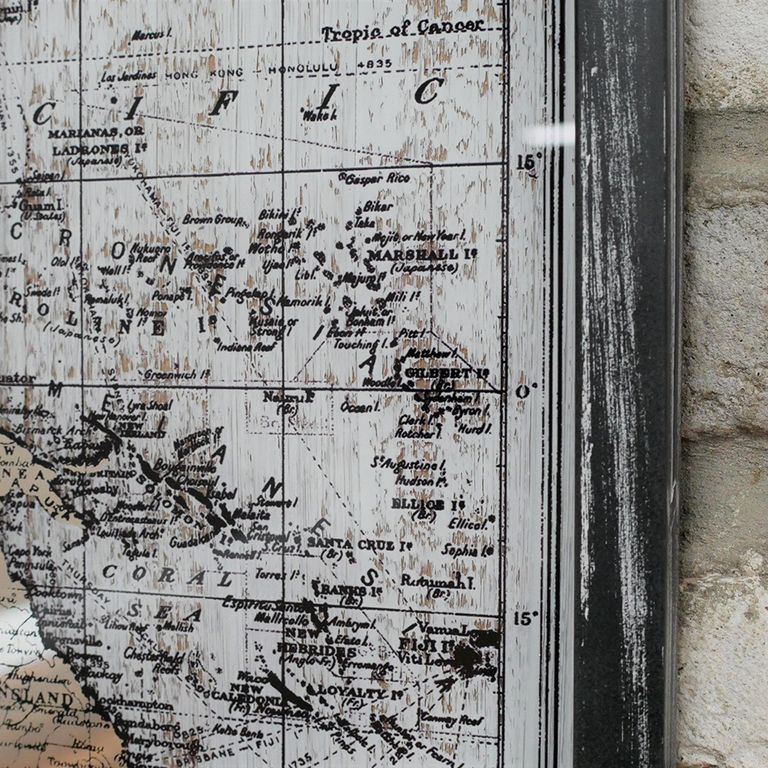 Wide Map Wall Mirror - Metal