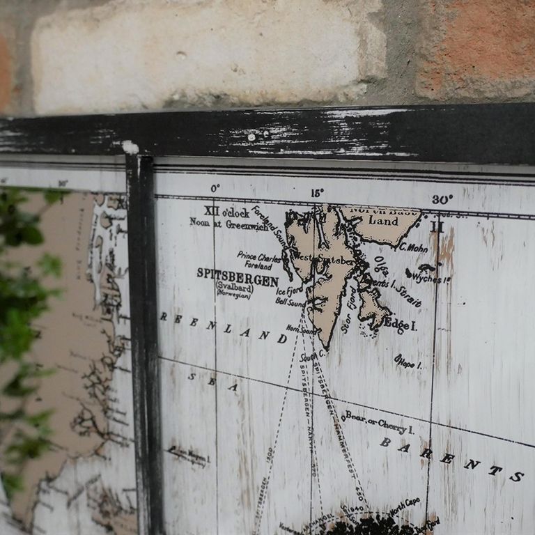 Wide Map Wall Mirror - Metal