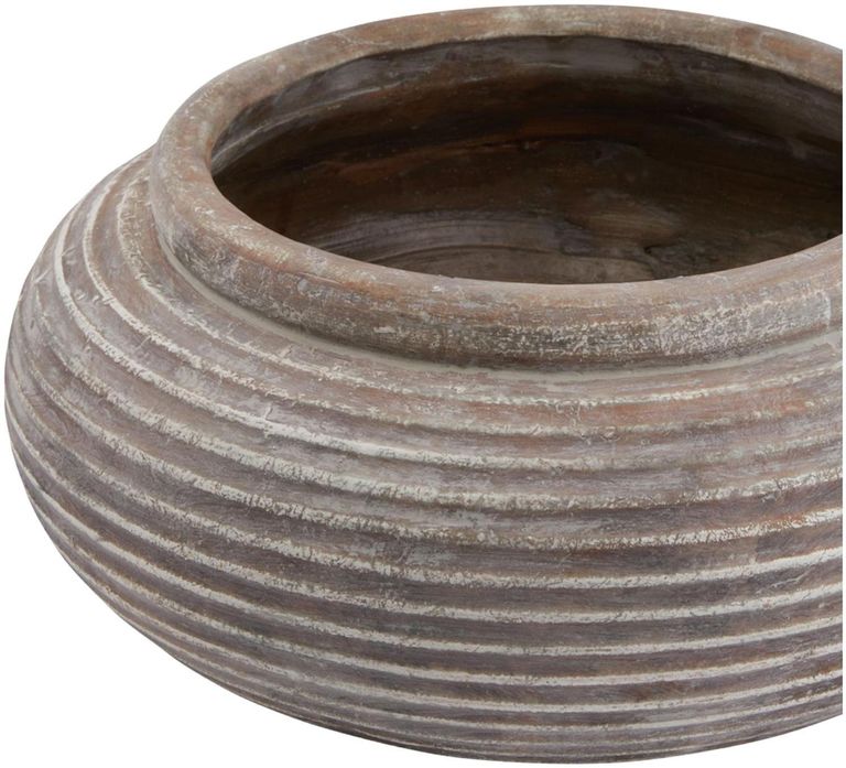 Worcester Brown Ceramic Round Ribbed Planter