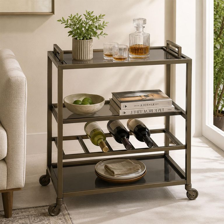 Ruinart Bar Trolley - Antique Brass - Glass and Metal