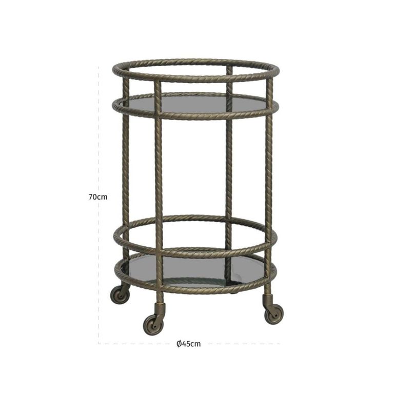 Macallan Bar Trolley - Antique Brass - Glass and Metal
