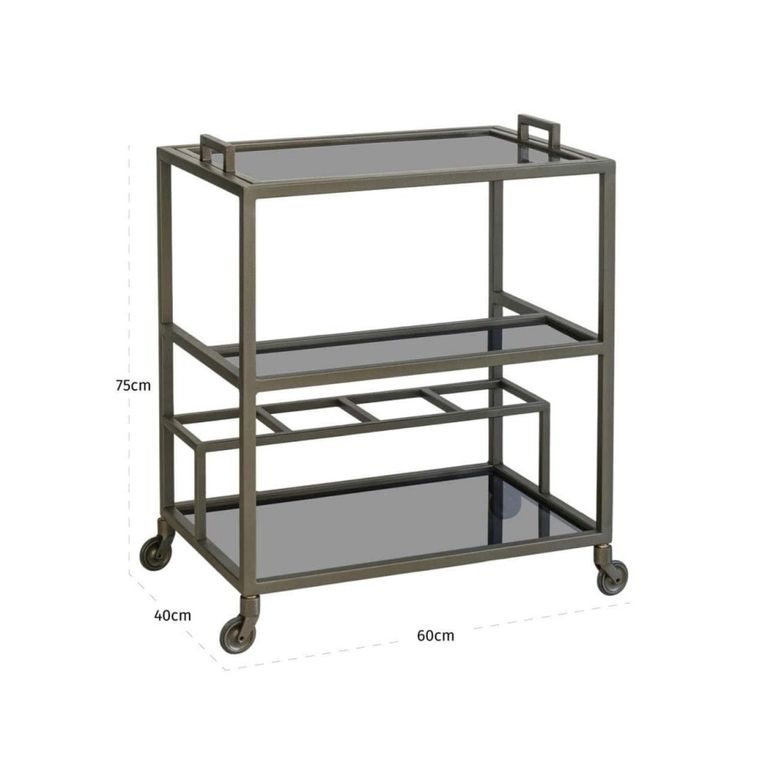 Ruinart Bar Trolley - Antique Brass - Glass and Metal