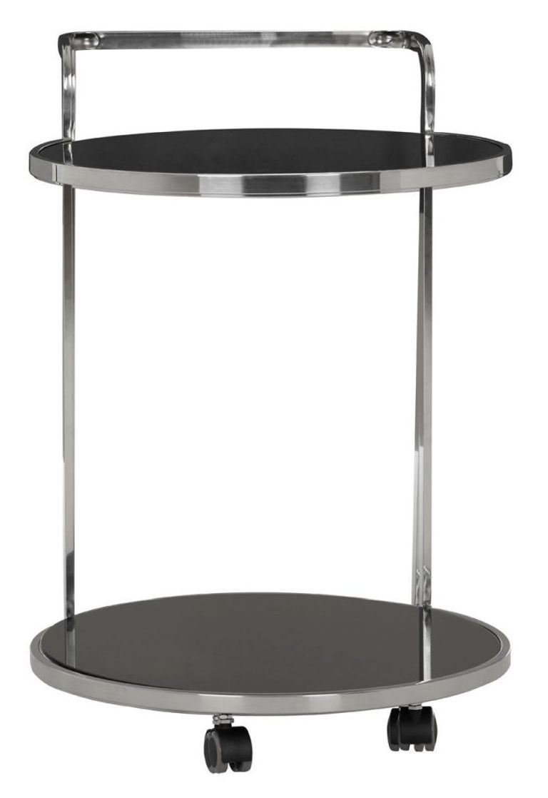 Ackley Drinks Trolley - Black Glass with Chrome - Italian
