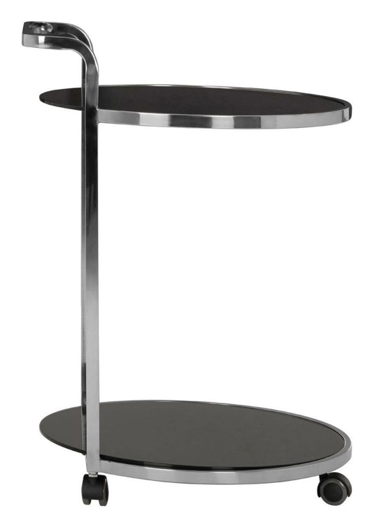 Ackley Drinks Trolley - Black Glass with Chrome - Italian