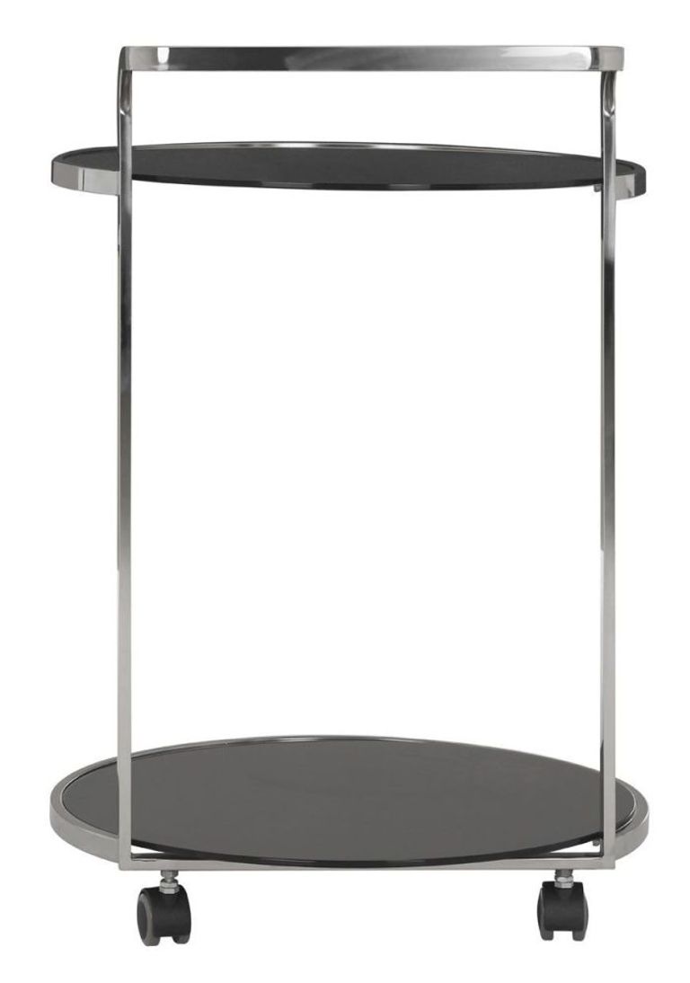 Ackley Drinks Trolley - Black Glass with Chrome - Italian