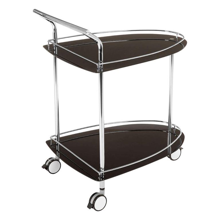 Adam Bar Trolley - Black Glass - 2 Tier