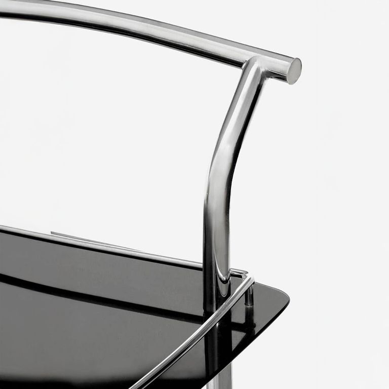 Adam Bar Trolley - Black Glass - 2 Tier