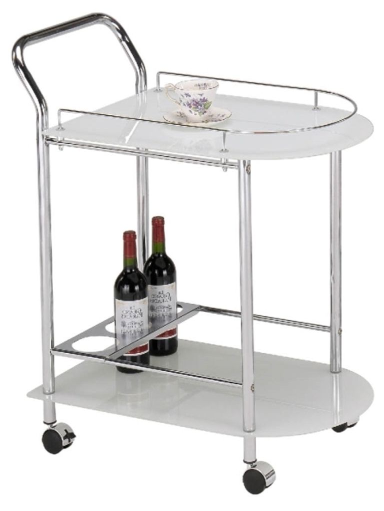 Bavaro Drinks Trolley - White Glass and Chrome