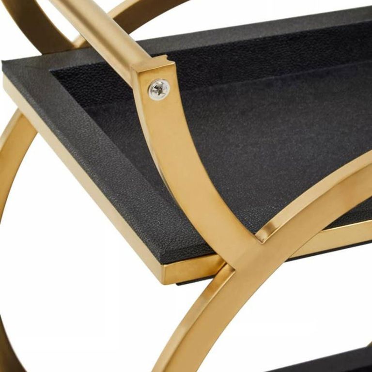 Cardoba Bar Trolley - Black Faux Shagreen