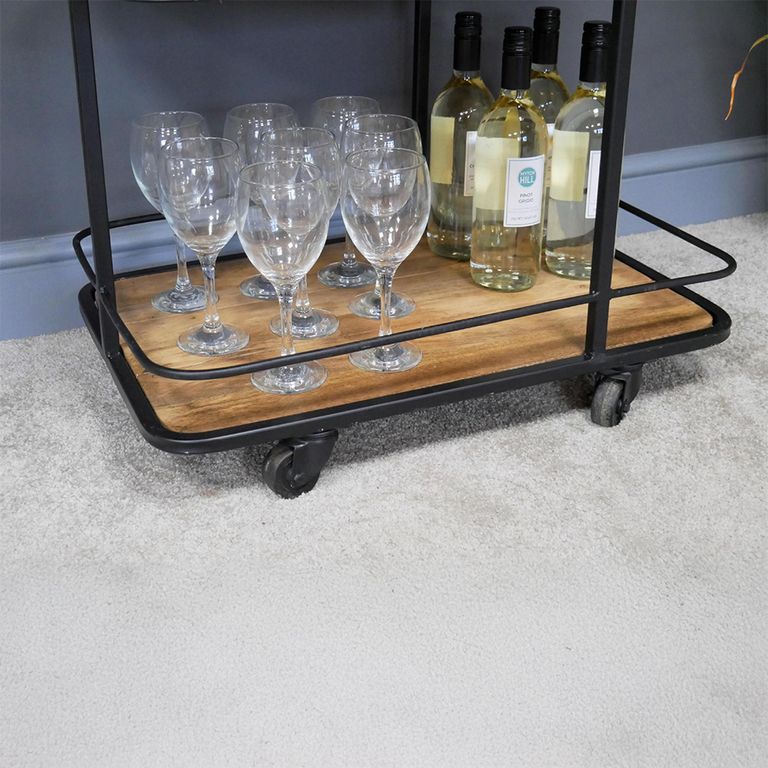 Wine Trolley - Mango Wood and Metal
