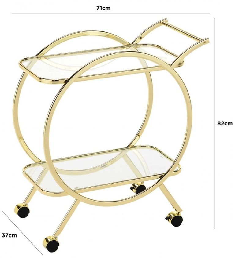 Harry Drink Trolley - Glass and Gold