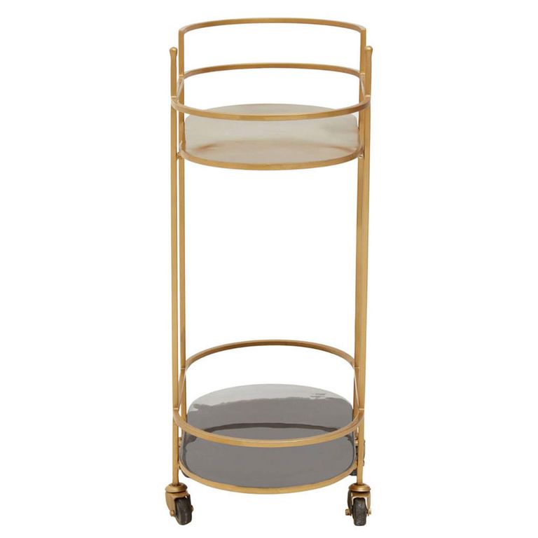 Korba Bar Trolley - Grey Glass with Gold Metal