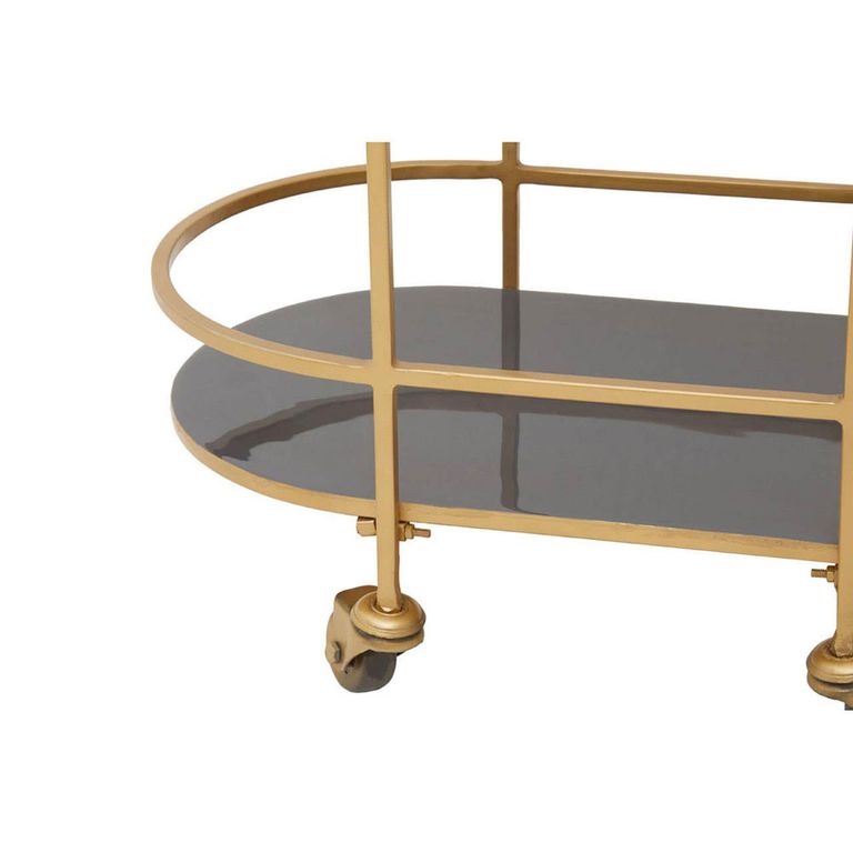 Korba Bar Trolley - Grey Glass with Gold Metal