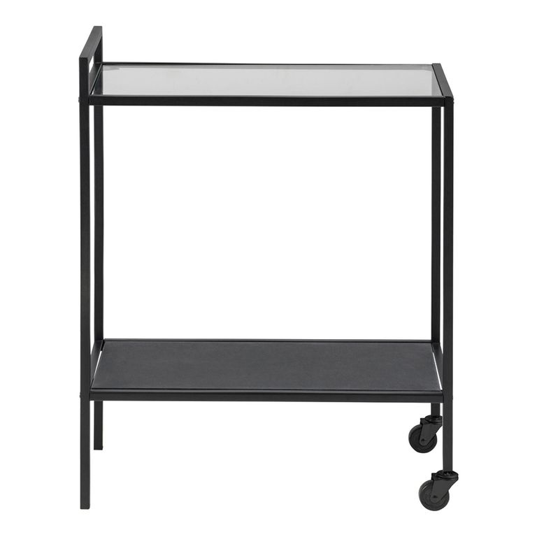 Seaford Serving Trolley - Clear Glass and Black Metal