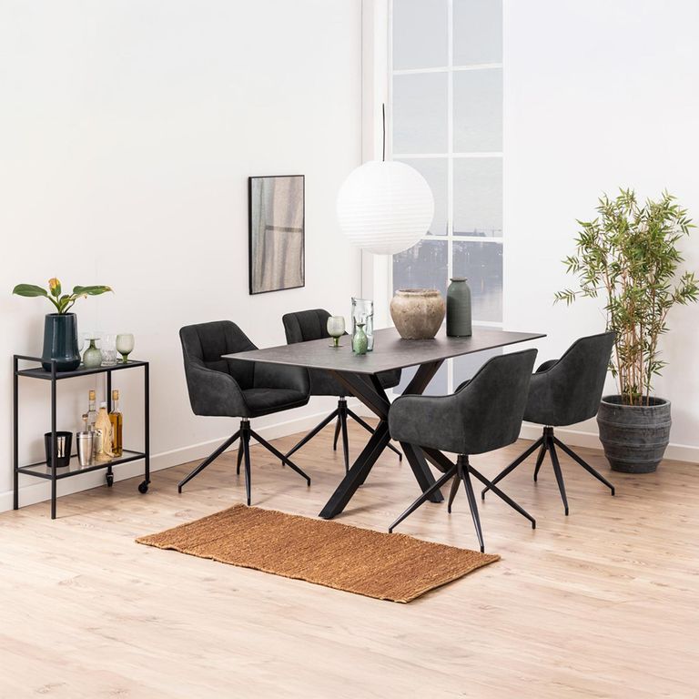 Seaford Serving Trolley - Clear Glass and Black Metal