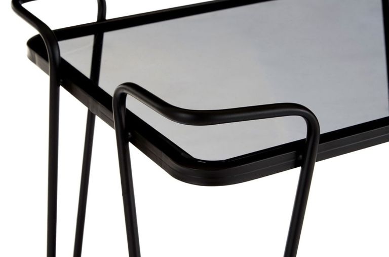 Trento Cart Table - Glass with Black Metal Base