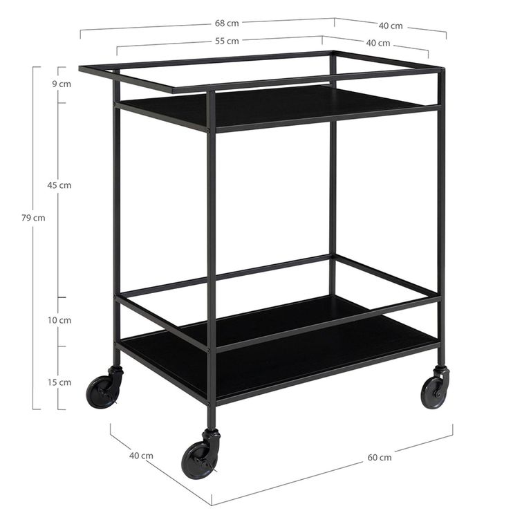 Vita Bar Trolley - Black Melamine