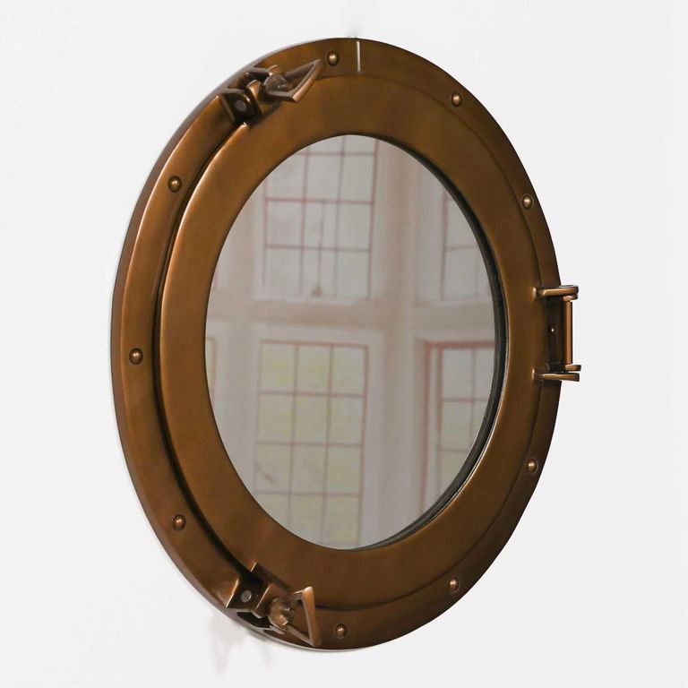 Port Hole Mirror - Antique Brass - Round - 28.5cm x 28.5cm