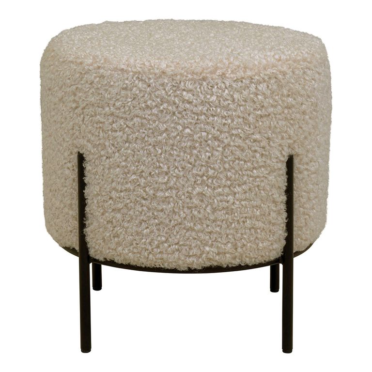 Alford Pouf - Beige Boucle Fabric - Round