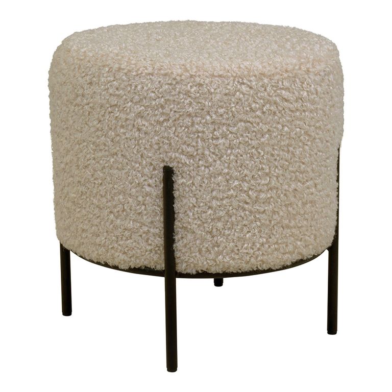 Alford Pouf - Beige Boucle Fabric - Round