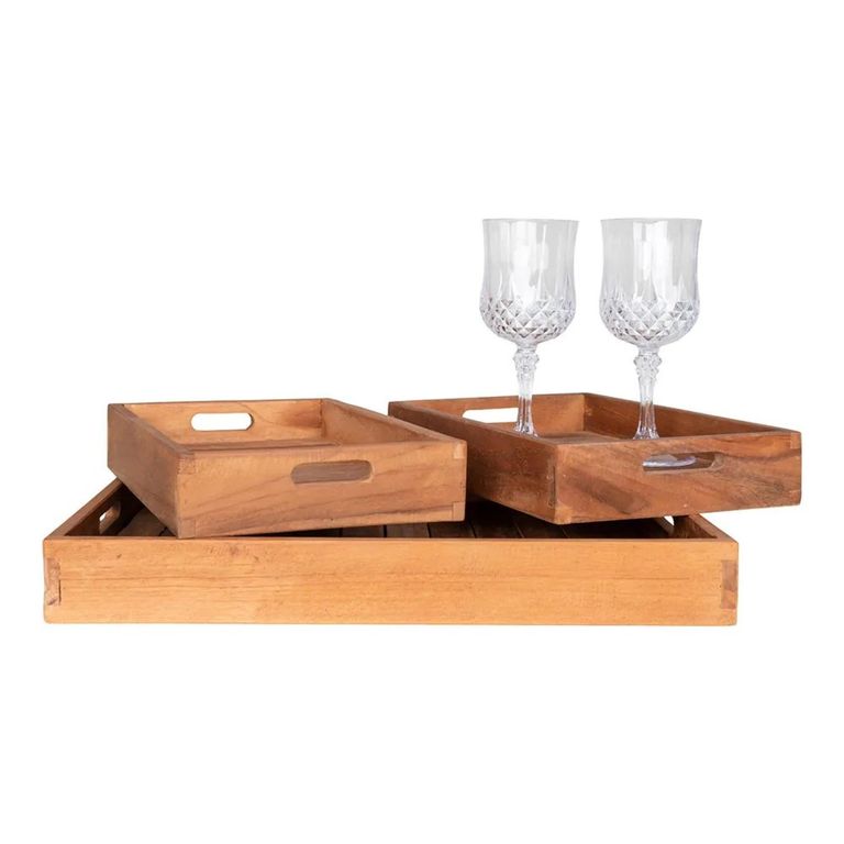 Faro Tray - Teak Wood - Set of 3