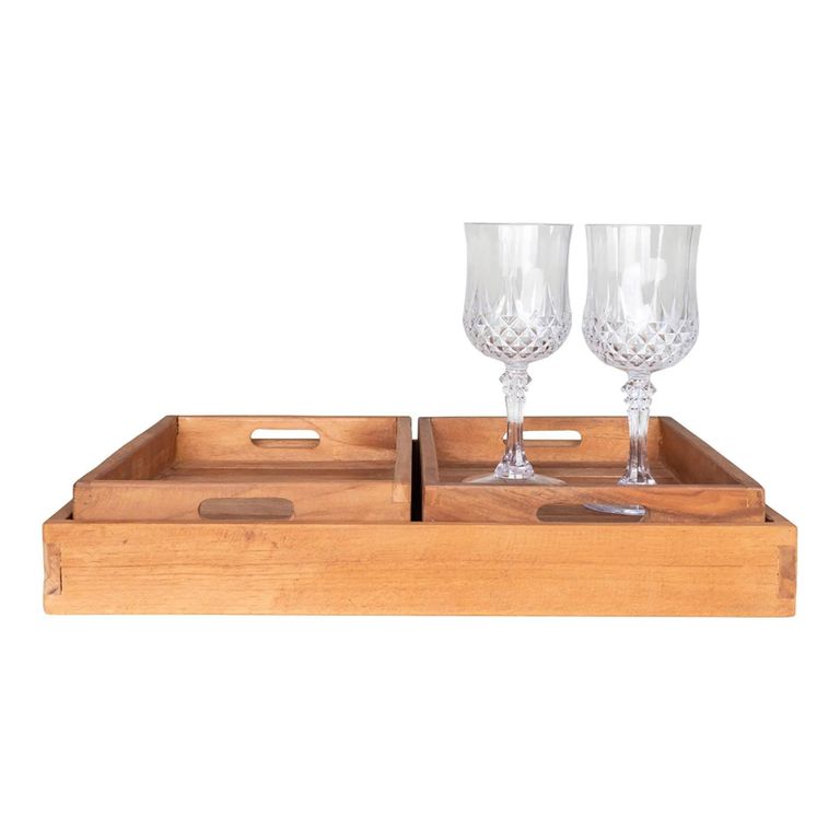 Faro Tray - Teak Wood - Set of 3
