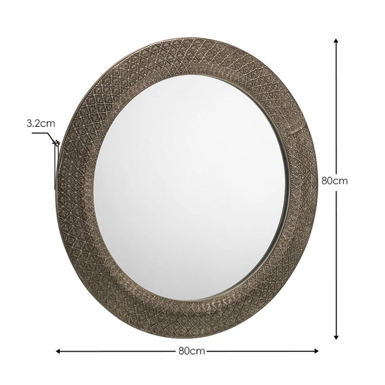 Cadence Wall Mirror - Round - Pewter