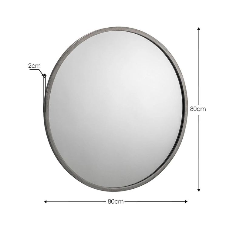 Octave Wall Mirror - Round - Pewter
