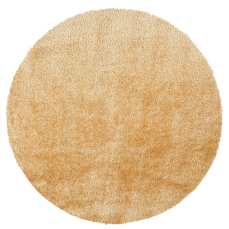 Cloudy Round Rug - High Pile Shaggy - Yellow - Sizes Available