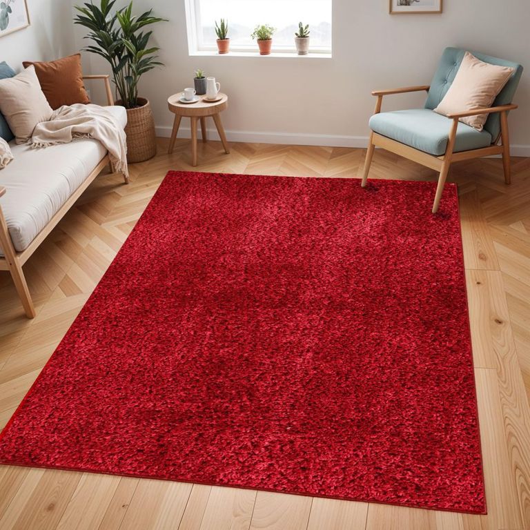 Cloudy Rug - High Pile Shaggy - Red - Sizes Available