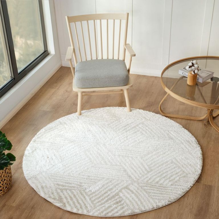 Cloudy Round Rug - High Pile Shaggy - CDG2319 - Beige - Sizes Available