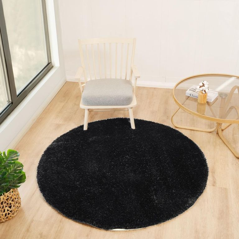 Cloudy Round Rug - High Pile Shaggy - Black - Sizes Available